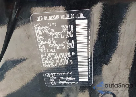 2019 Nissan Armada Sl from USA, damaged, VIN JN8AY2NC9KX511796